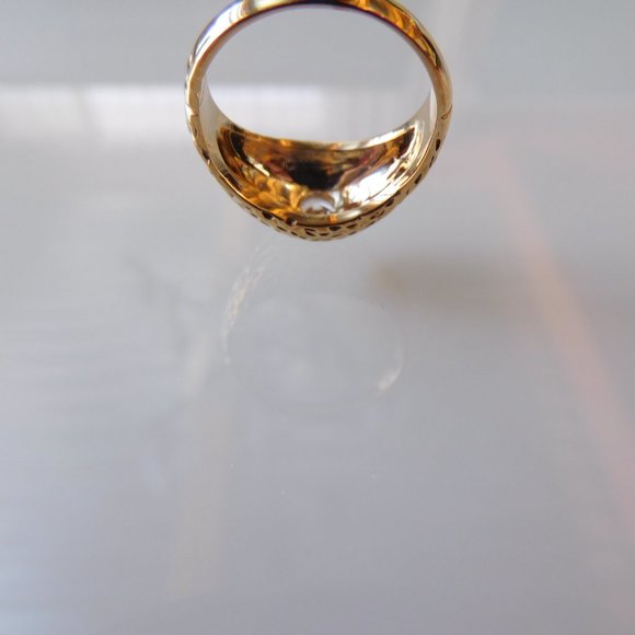 Vintage 1980 Man ring 10K yellow gold GR 9 set with a cubic zirconia - Picture 5 of 9